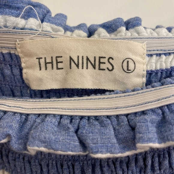 The Nines smock top strapless blue and white striped lightweight jumpsuit - Picture 2 of 2